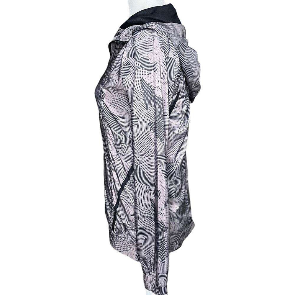 ASICS Performance Abstract Print Full Zip Jacket With Pockets & Hood Size Medium